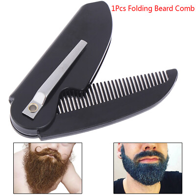 #ad 1Pc Portable Foldable Pocket Clip Hair Mustache Folding Beard Comb Sty LO