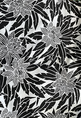 #ad Vintage Soft Fabric Quilt Roses White Black Cotton 1 2 yd x 42”