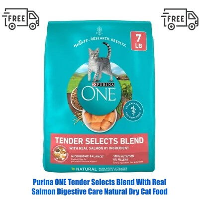 #ad Purina ONE Tender Selects Blend With Real Salmon Digestive Care Dry Cat Food