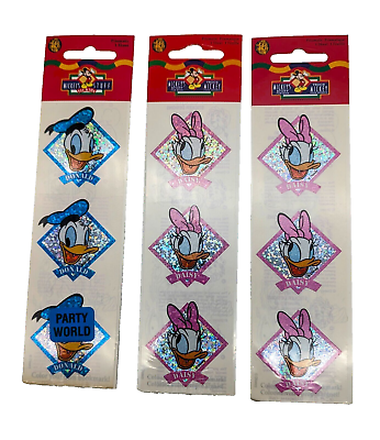 #ad SANDYLION 3 Disney Mickey for Kids Prismatic Stickers 2 Daisy Duck amp; 1 Donald