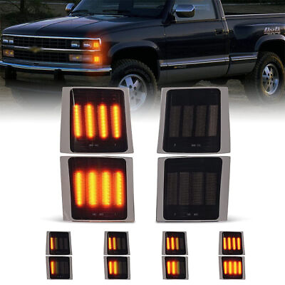 #ad For 94 98 Chevy C K 1500 2500 3500 Sequential LED Corner Side Marker Lights Lamp