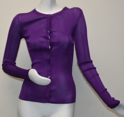 #ad $925NEW Damp;G Dolce amp; Gabbana Ribbed Viscose Cardigan Purple Top Sweater 40