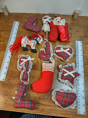 #ad Lot of 11 Quilted Cloth Christmas Tree Ornaments