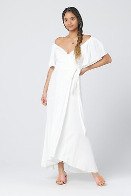 #ad L*SPACE Panama Dress Cream Maxi White Summer Resort S NWT $154 $120.00