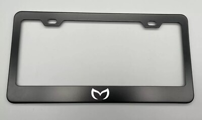 #ad Devil Mazda Logo BLACK Stainless Steel License Plate Frame laser engraved