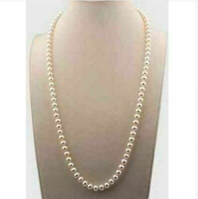 #ad 22 inch GENUINE NATURAL AAA 5 6MM WHITE akoya PEARL NECKLACE 14K GOLD CLASP 20quot;