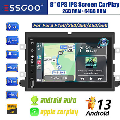 #ad 8quot;Car Stereo 64G Carplay Android 13 IPS Screen WIFI GPS BT For Ford F150 250 350