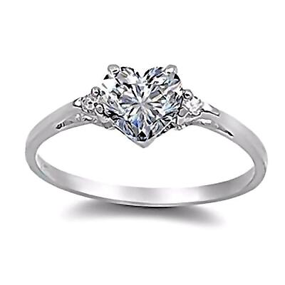 #ad Sterling Silver 0.81ct Heart Cut Ice on Fire CZ Promise Friendship Ring Cassie