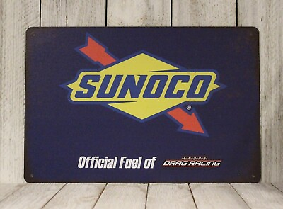 #ad Sunoco Tin Sign Racing Motor Oil Gas Stations Rustic Look Mechanic Garage