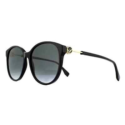 #ad NWT$325 FENDI FF Black Grey Shaded Round 0412 S 203274 807 9O 58mm Sunglasses