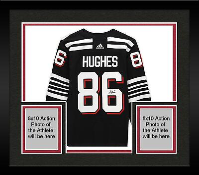 #ad FRMD Jack Hughes New Jersey Devils Signed Black Alternate Adidas Auth. Jersey