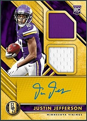 #ad 2020 Panini Gold Rookie Two Patch Autograph Justin Jefferson RC RPA Digital Card