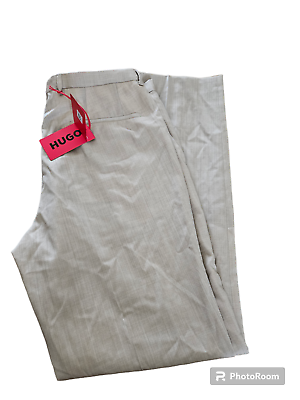 #ad HUGO Mens 34R 34x32 Modern Fit Light Tan Beige Dress Pants 100% Wool