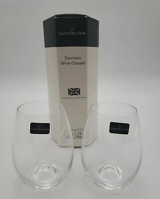 #ad NIB New Box Set of 2 Dartington Stemless Wine Glasses The British Wine Glass Co