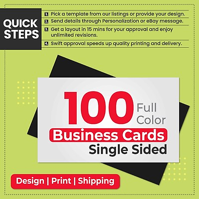 #ad 100 Full Color Business Card Printing FREE Design FREE SAME DAY Shipping 1 Side