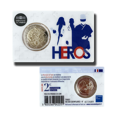 #ad 2020 France Medical Research Thank You 2 Euro Commemorative Coins Card