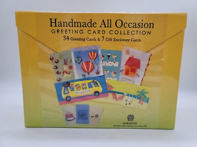 #ad Burgoyne Set Of 34 Handmade All Occasion Greeting Cards Decorative Reusable Box