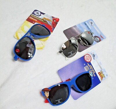 #ad Disney Kids 3pk Set Sunglasses Woody Cars Spider Man Multicolor Ages 3 NWT