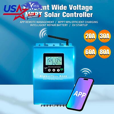 #ad 20 80A MPPT Solar Controller 0V Starts APP Remotely Manage Photovoltaic Controll