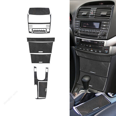 #ad 8pcs For Acura TSX Carbon Fiber Center Console Gear Shift Interior Trim Set