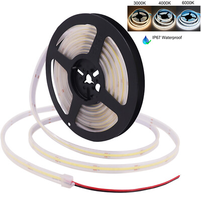 #ad Dimmable COB LED Strip 12V 10mm Waterproof tape lights Cutable For Outdoor Home $28.80