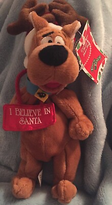 #ad SCOOBY DOO “I Believe in Santa” Christmas Beanbag Plush Toy 1999 Warner Bro