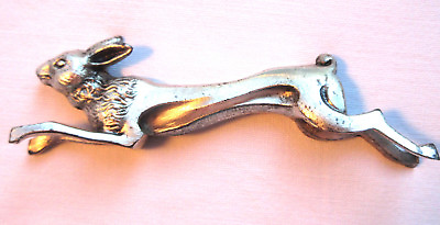 #ad RARE Art Deco knife holder silvered bronze signed France: Hare or Rabbit