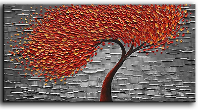 #ad Modern Abstract Painting Red Tree 3D Oil Painting Hand Painted on Canvas Abstrac