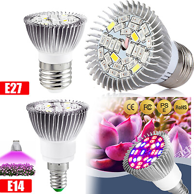 #ad E27 14 GU10 18 28 40LED Plant Grow Lights Full Spectrum Hydroponic Indoor Flower