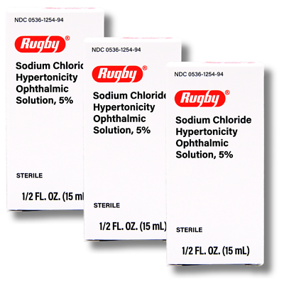#ad Rugby Sodium Chloride Ophthalmic Solution 5% Muro 128 3 Pack Exp 6 2026