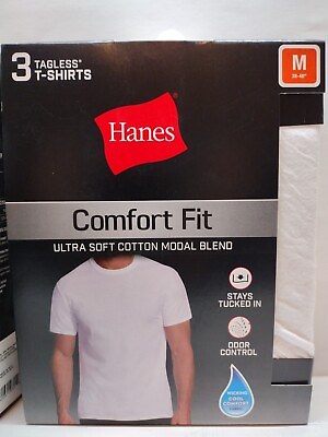 #ad Hanes Men#x27;s Comfort Fit White Crew T Shirt Undershirts 3pk M 38 40quot;