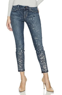 #ad Level 99 Anthropologie Galaxy Jeans Iridescent Splatter Sz 27 Holographic