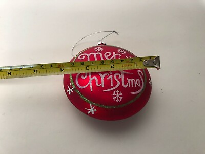 #ad Large Red Merry Christmas Ornament with GLITTER