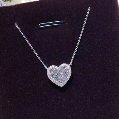 #ad Cute Women Heart 925 Silver Party Necklace Pendant Cubic Zirconia Jewelry