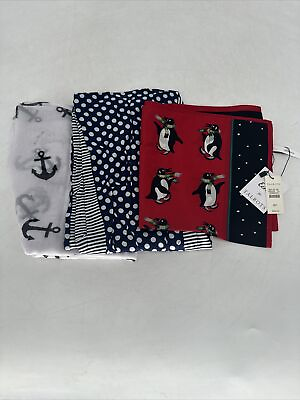 #ad Womens Scarves Shawls Nautical Penguin Prints Lot of 3