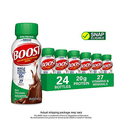 #ad BOOST High Protein Nutritional Drink Rich Chocolate 20g Protein 8 Fl Oz Bottles