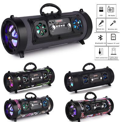 #ad New Portable Wireless LED Bluetooth Speakers Stereo Loud Bass Subwoofer w FM