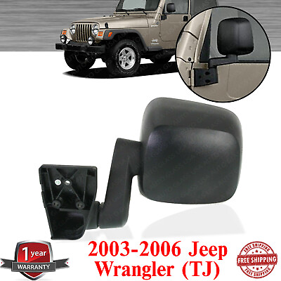#ad Manual Mirror Textured Black Driver Side For 2003 2006 Jeep Wrangler TJ
