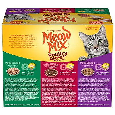 #ad Meow Mix Tender Favorites Poultry amp; Beef Variety Pack Wet Cat Food 24 Cups. wm