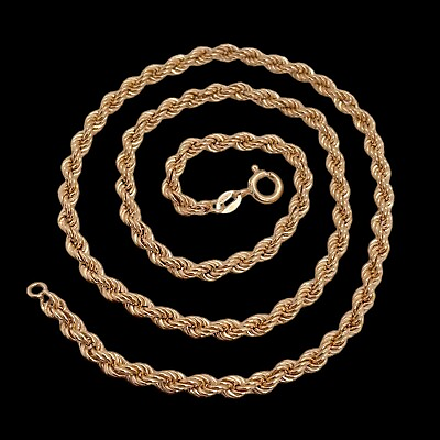 #ad 9ct Hollow Rope Twist Chain 46cm 5.4gm Preloved