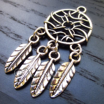 #ad Dreamcatcher Pendant 46mm Antiqued Silver Plated Charms C5296 1 2 Or 5PCs
