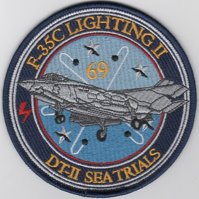 #ad 4quot; USAF AIR FORCE F 35C CVN 69 SEA TRIALS LIGHTNING II EMBROIDERED JACKET PATCH