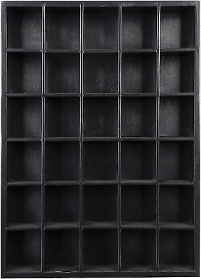 #ad Shot Glass Display Case Black Wood Holds Set of 30 Glasses 16.7 X 12.2 Each