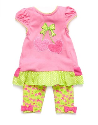 #ad Nannette Baby Girl#x27;s 2 Piece Short Sleeve Heart Top amp; Legging Set Size 18M 24M