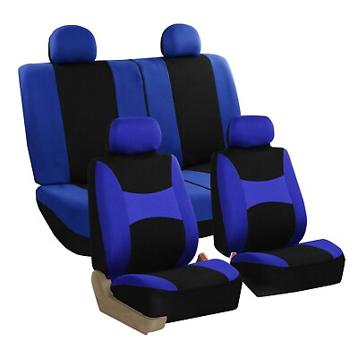#ad Car Seat Covers for Auto Sedan SUV Truck Van Full Set 4 Headrests Blue