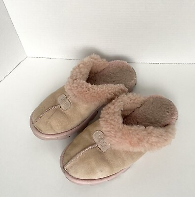 #ad UGG COQUETTE PEACH PINK SUEDE SHEARLING SLIPPERS Sz. 8