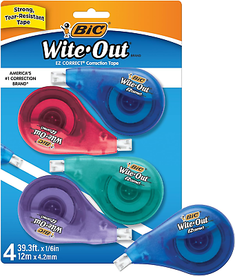#ad White Out Brand EZ Correct Correction Tape 39.3 Feet 4 Count Pack of White Cor