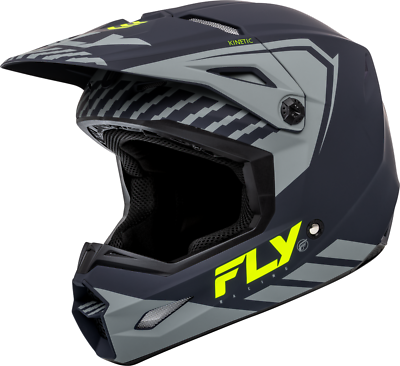 #ad New Fly Racing Kinetic Menace Helmet Matte Gray Hi Vis Yellow Large