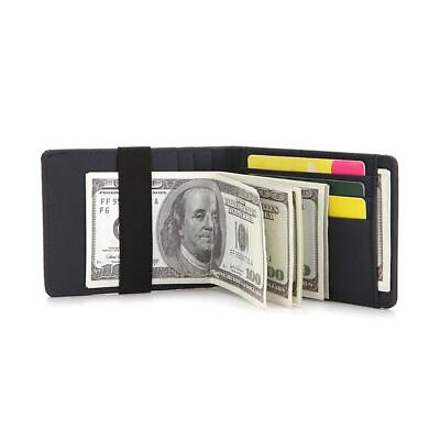 #ad Rfid Wallet Purse Elastic Band Money Clips Slim Business ID Card Leather Case