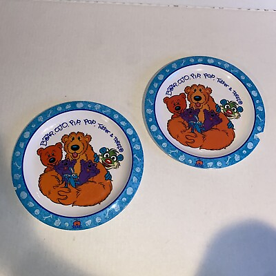 #ad Vintage Bear in the Big Blue House Kid Melamine Plate Bear Ojo *BOTH CHIPPED*